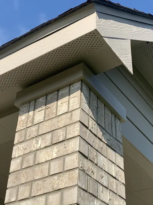 Corner brick column with new soffit and fascia trim